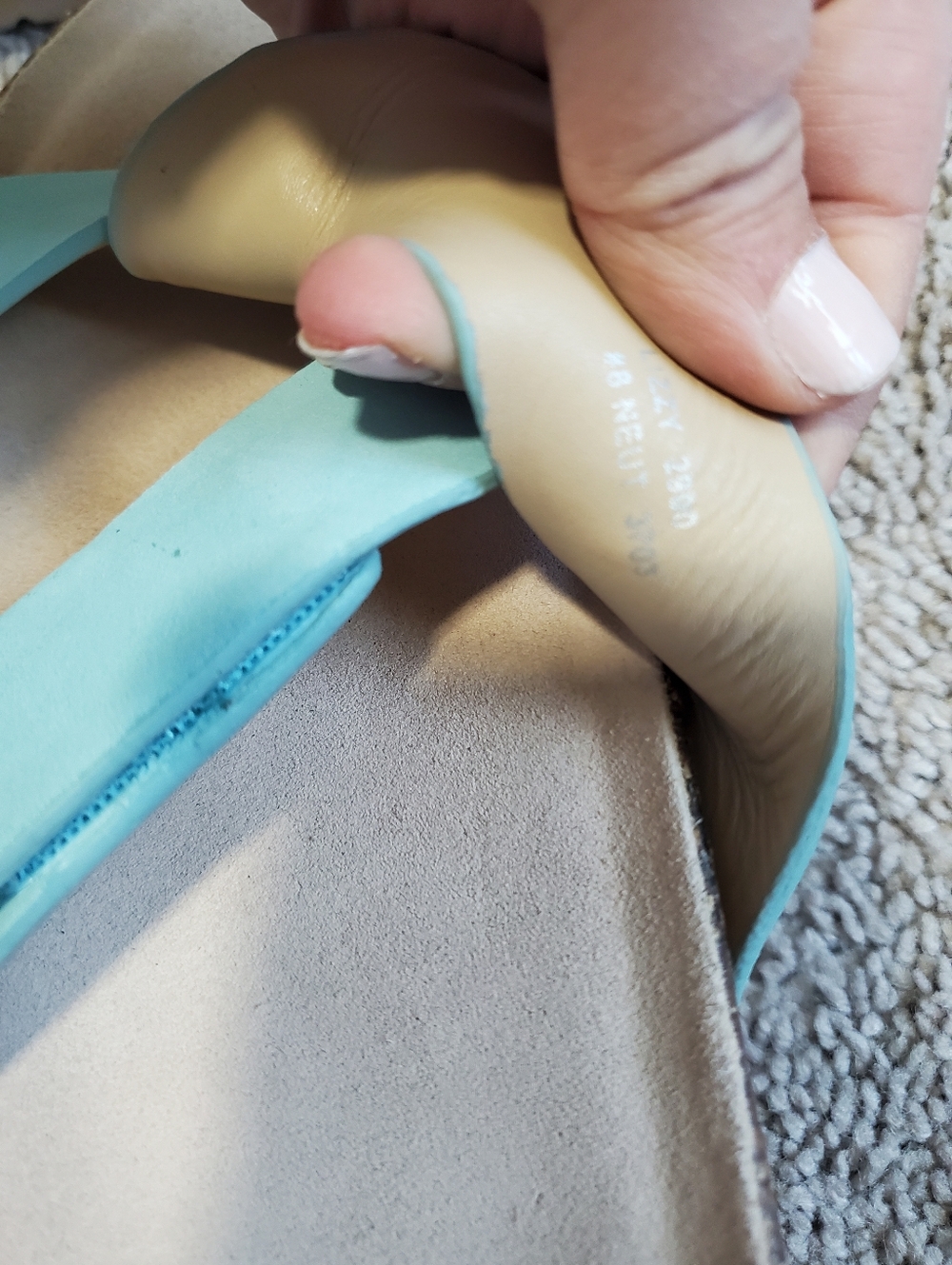 Abeo Light Blue Leather Comfort Slides Size 8 - Picture 8 of 8